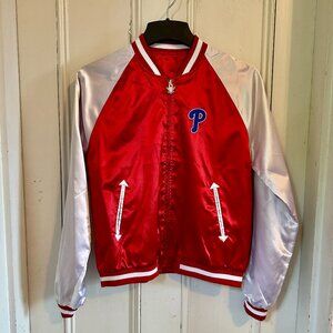 Phillies Reversible Jacket RARE Women's Medium Large bomber baseball varsity